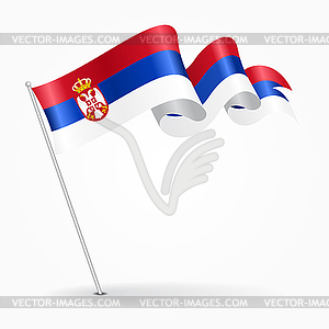 Serbian pin wavy flag.  - vector image