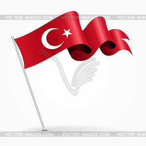 Turkish pin wavy flag.  - vector image