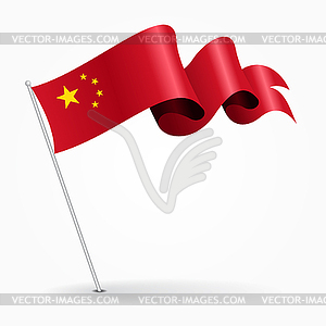 Chinese pin wavy flag.  - vector clipart