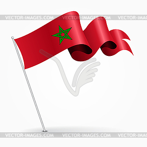 Moroccan pin wavy flag.  - vector clip art