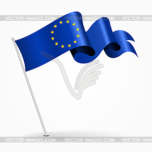 European Union pin wavy flag.  - vector clipart