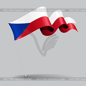 Czech pin wavy flag.  - vector image