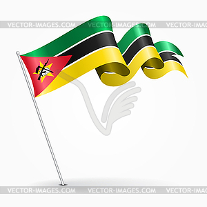 Mozambique pin wavy flag.  - vector clip art