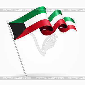 Kuwait pin wavy flag.  - vector image