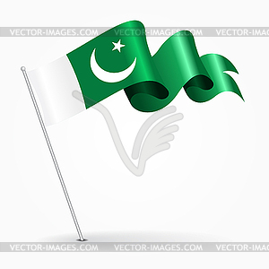 Pakistani pin wavy flag.  - color vector clipart