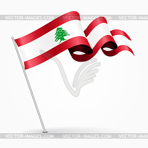 Lebanese pin wavy flag.  - vector image