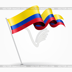 Colombian pin wavy flag.  - vector image