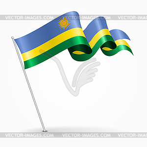 Rwandan pin wavy flag.  - vector clipart