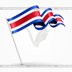 Costa Rican pin wavy flag.  - vector clip art