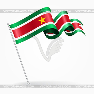 Surinamese pin wavy flag.  - vector clip art