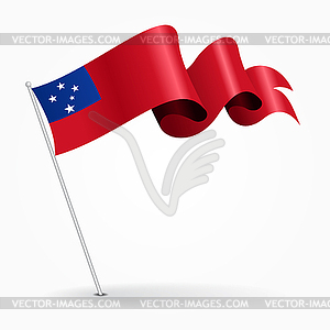 Samoan pin wavy flag.  - vector clip art