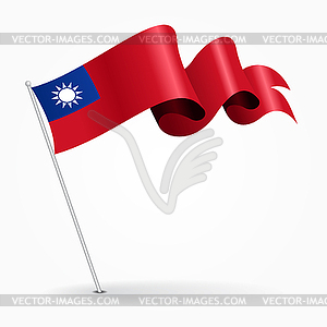 Taiwan pin wavy flag.  - vector clipart