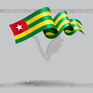 Togo pin wavy flag. - vector clip art
