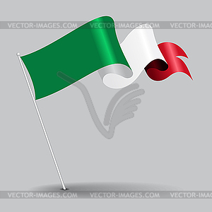 Italian pin wavy flag.  - vector image