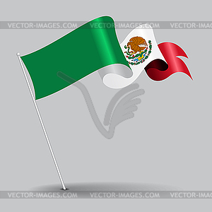 Mexican pin wavy flag. - vector clipart