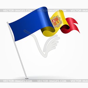 Andorran pin wavy flag.  - vector image