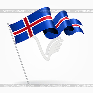 Icelandic pin wavy flag.  - vector image