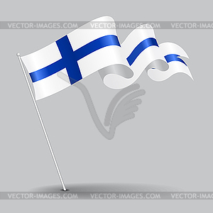 Finnish pin wavy flag.  - vector clip art