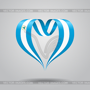 Nicaraguan flag heart-shaped ribbon.  - vector clip art