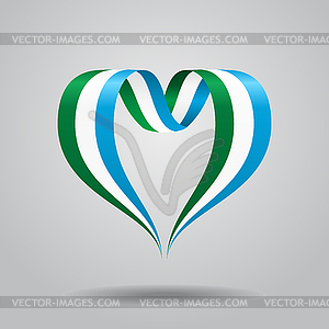 Sierra Leone flag heart-shaped ribbon.  - vector clipart