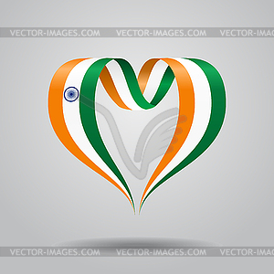 Indian flag heart-shaped ribbon.  - vector image