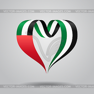 United Arab Emirates flag heart-shaped ribbon.  - vector clip art
