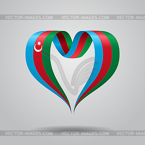 Azerbaijani flag heart-shaped ribbon.  - vector image