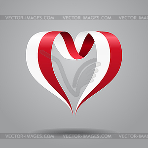 Polish flag heart-shaped ribbon.  - vector clipart