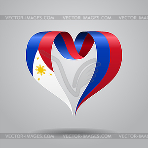 Philippines flag heart-shaped ribbon.  - vector clipart