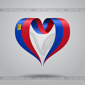 Liechtenstein flag heart-shaped ribbon.  - vector image