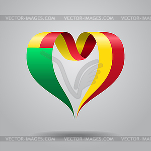 Benin flag heart-shaped ribbon.  - vector image