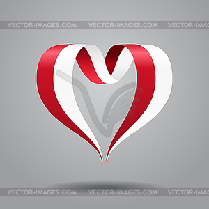 Indonesian flag heart-shaped ribbon.  - vector image