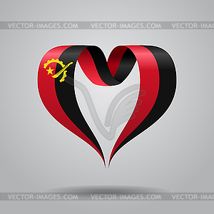 Ангольский флаг в форме сердца. - иллюстрация в векторе