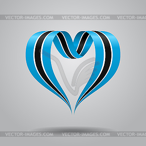 Botswana flag heart-shaped ribbon.  - vector image