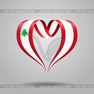 Ливанский флаг в форме сердца. - клипарт в векторе