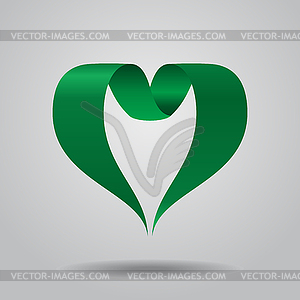 Libyan flag heart-shaped ribbon. - vector image