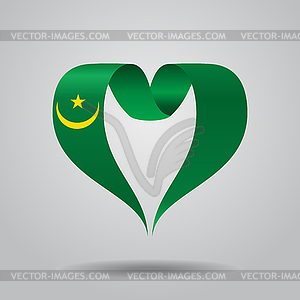 Mauritanian flag heart-shaped ribbon.  - vector image