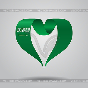 Saudi Arabian flag heart-shaped ribbon.  - vector clipart