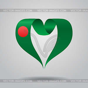 Bangladeshi flag heart-shaped ribbon.  - vector image