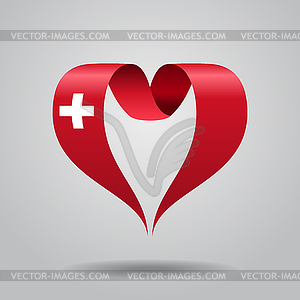 Swiss flag heart-shaped ribbon.  - vector image