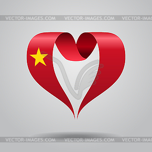 Vietnamese flag heart-shaped ribbon.  - vector image