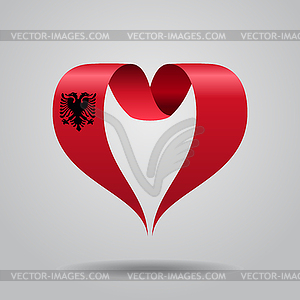 Albanian flag heart-shaped ribbon.  - royalty-free vector image