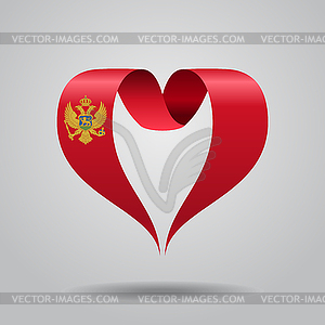 Montenegrian flag heart-shaped ribbon.  - vector clip art