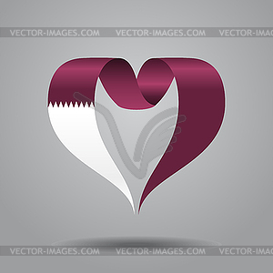 Qatari flag heart-shaped ribbon.  - vector image