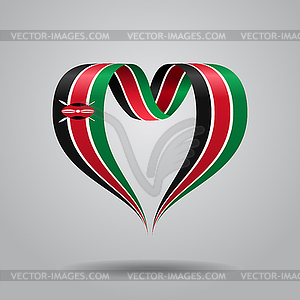 Kenyan flag heart-shaped ribbon.  - vector clipart