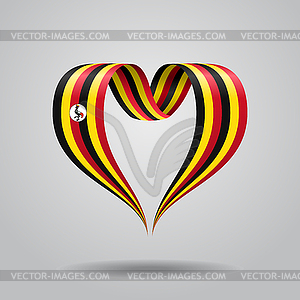 Ugandan flag heart-shaped ribbon.  - vector clip art