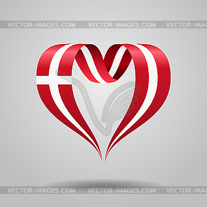 Danish flag heart-shaped ribbon.  - vector image