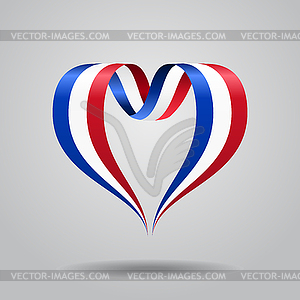 French flag heart-shaped ribbon.  - vector image