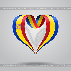 Andorran flag heart-shaped ribbon.  - vector clipart