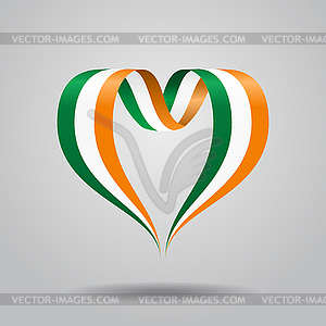 Irish flag heart-shaped ribbon.  - vector clipart